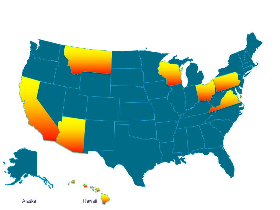 US Map of Guard Card Training